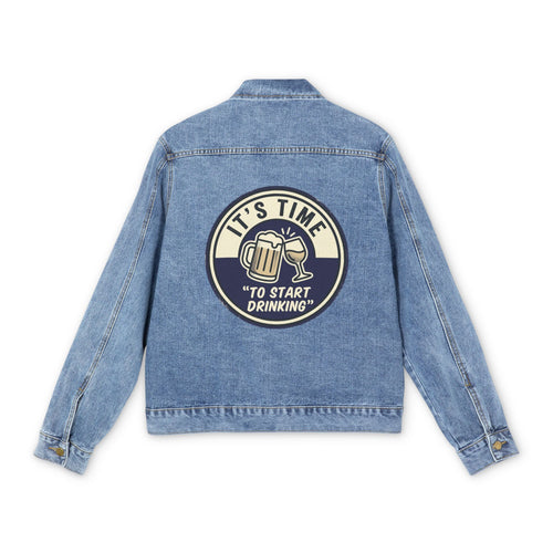 Denim Jacket — 'It's Time to Start Drinking' Retro Beer Badge Back Patch